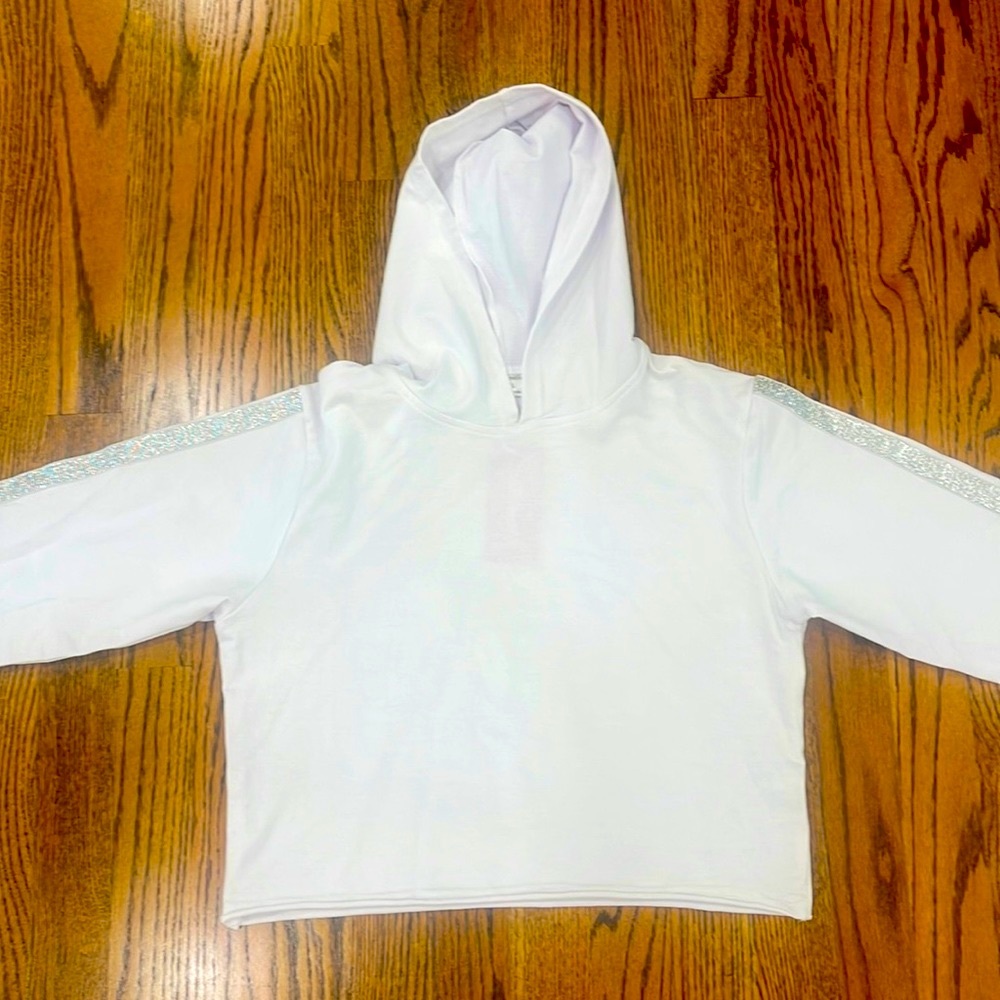 Girls White Crop Sweatshirt